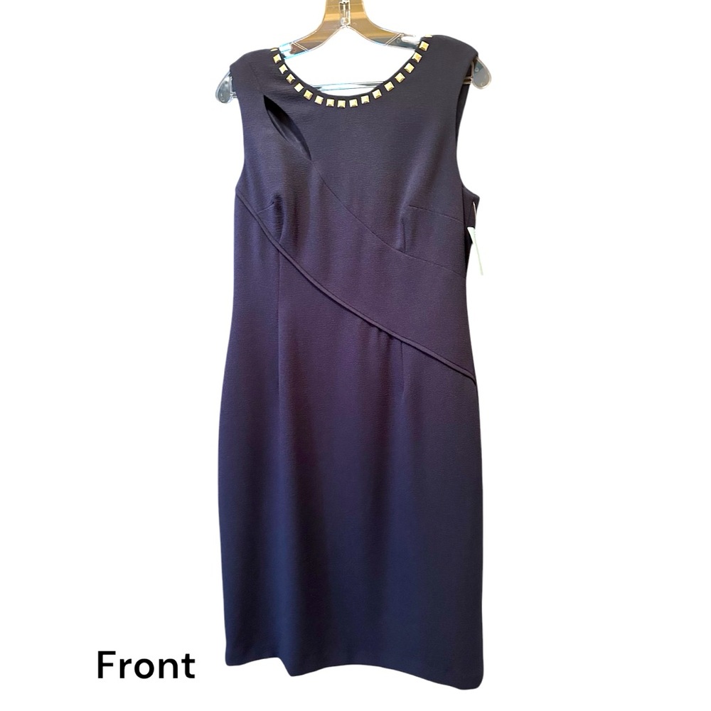Luxe Collection, Navy Blue, Sleeveless Dress, Silver Embellished, New, size 10